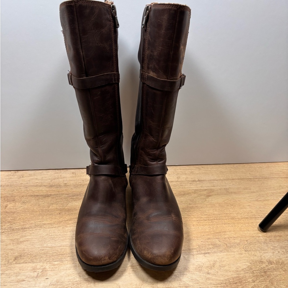 Teva De La Vina Tall Brown Leather Waterproof Riding Boots - Size 5.5